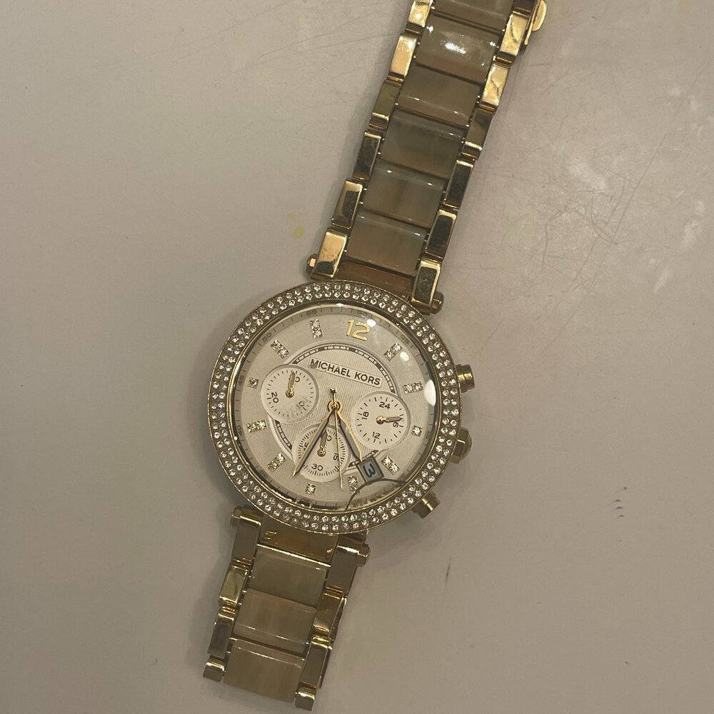 Michael Kors Parker Chronograph Watch (Has Crack)
